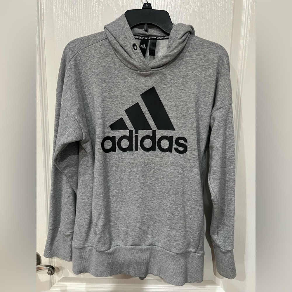 Adidas Men’s Gray Hoodie with Black Logo Size: Small